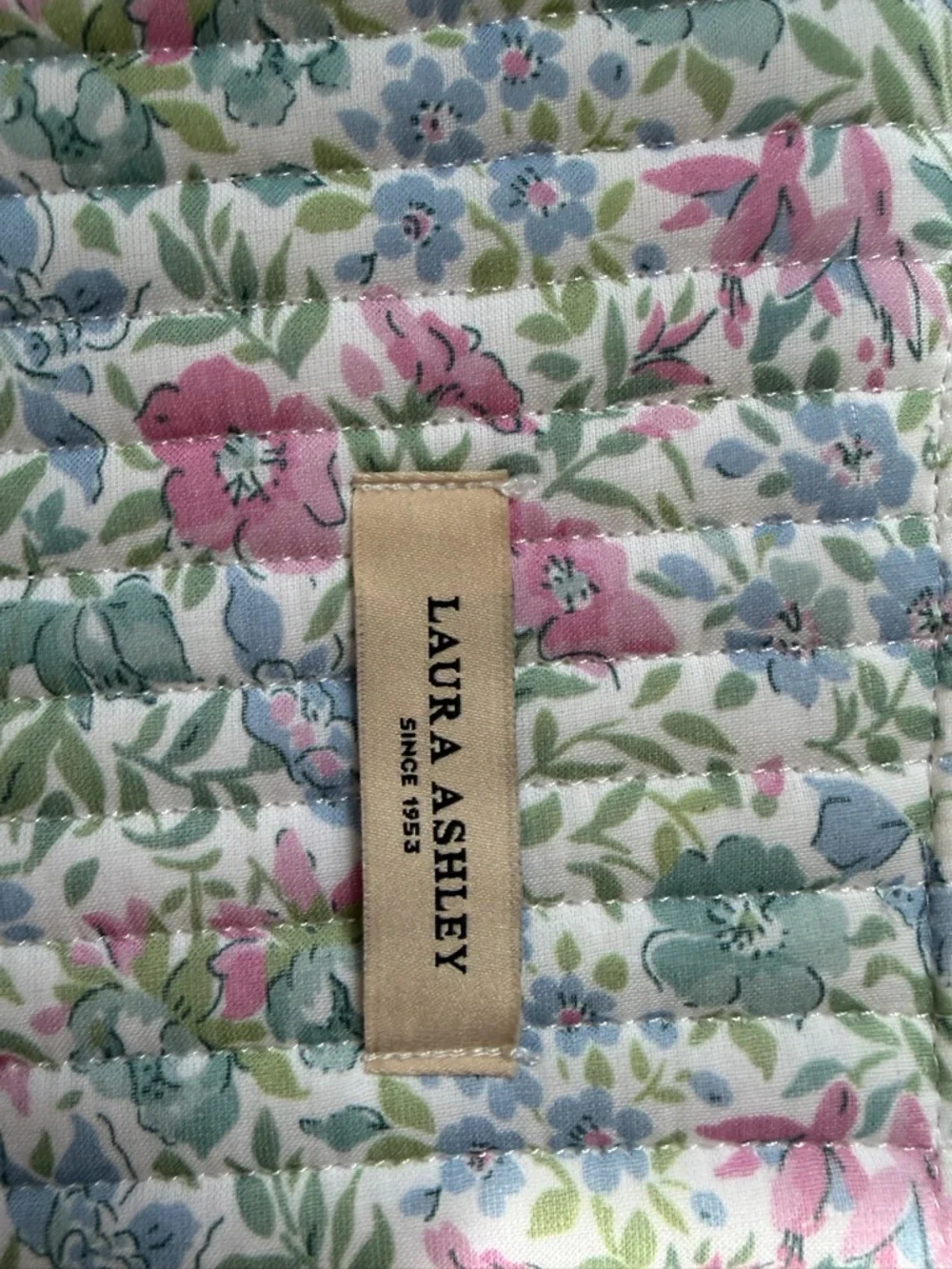 Laura Ashley Quilted Floral Cosmetic Pouch in Pink, Blue & Green
